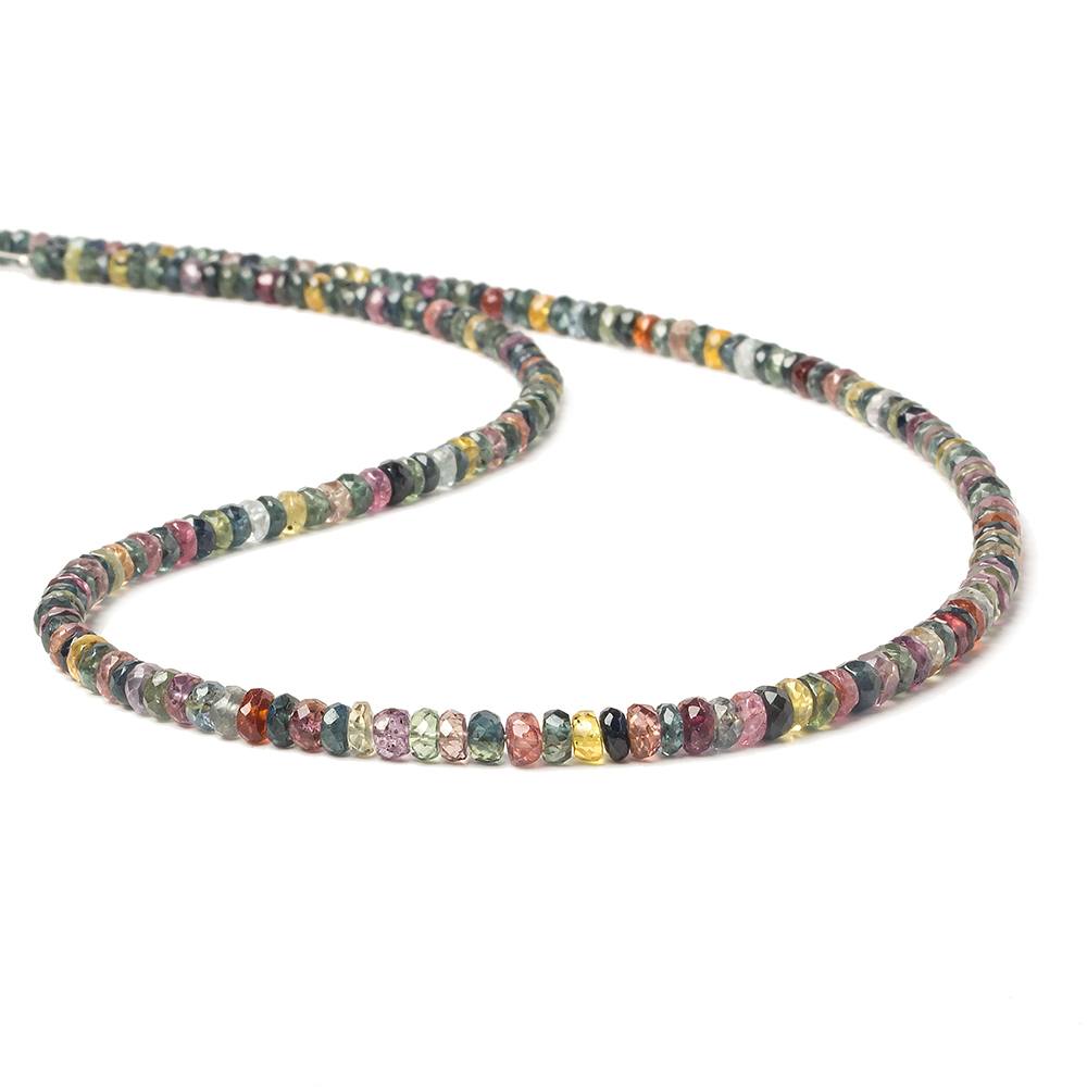 3-4mm Ruby & Fancy Sapphire faceted rondelles 16 inch 170 pieces