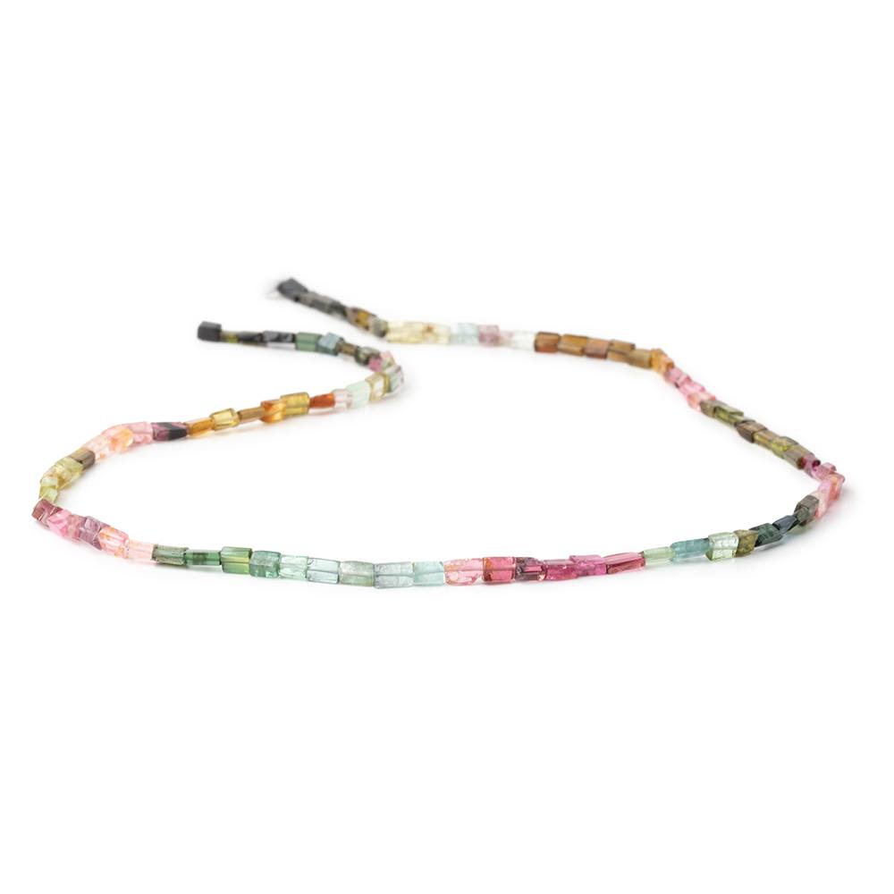 3-5mm Multi Color Tourmaline Plain Rectangle Beads 16 inch 96 pieces