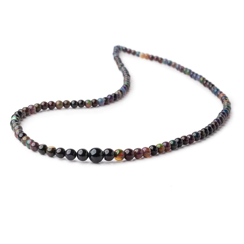 3-6mm Black Ethiopian Wollo Opal Plain Round Beads 18 inch 106 pieces
