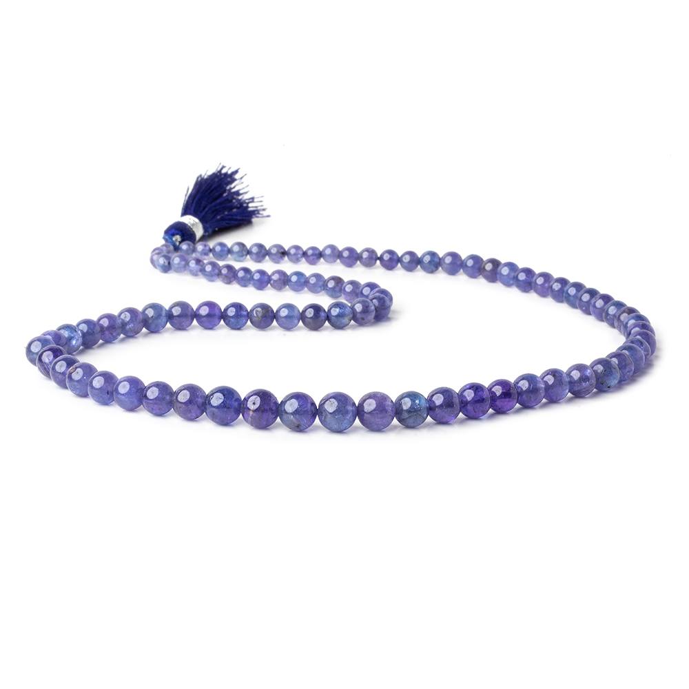 3-6mm Tanzanite plain round beads 15 inch 83 beads AA