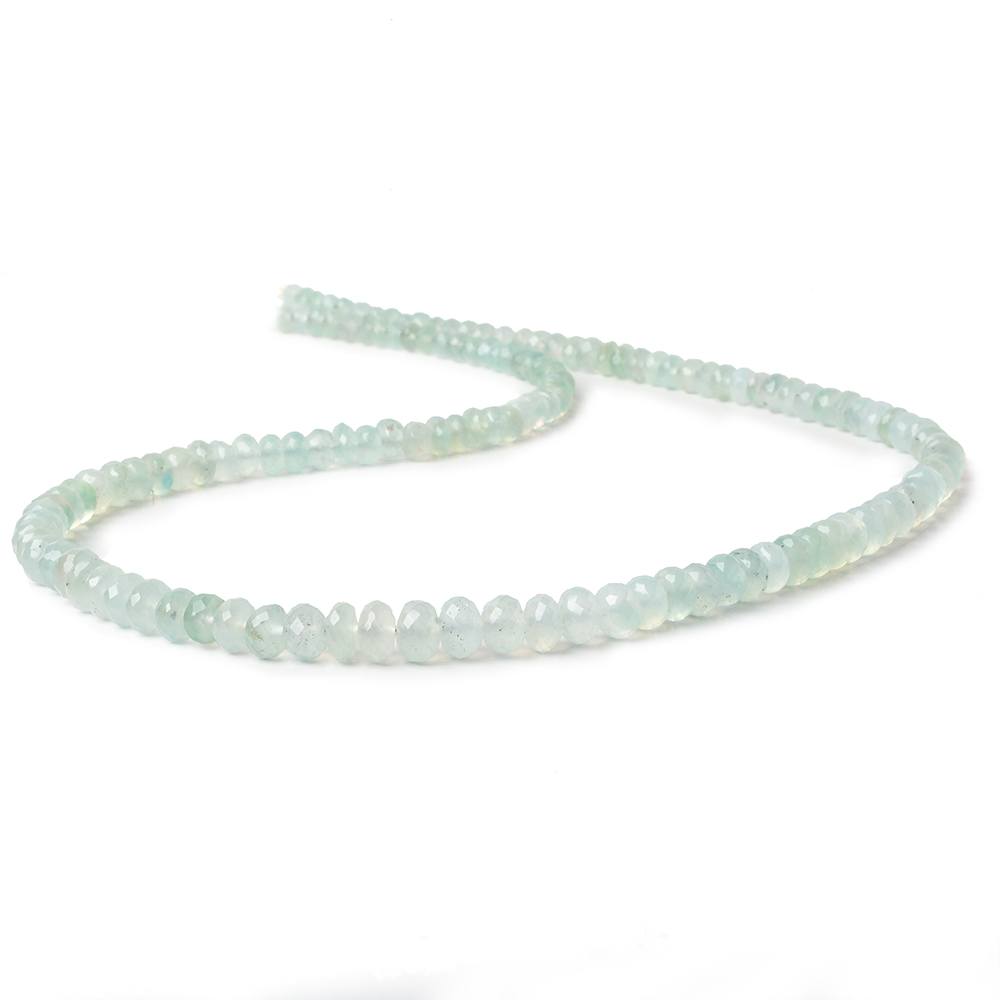 3-7mm Aqua Green Chalcedony faceted rondelles 18 inch 135 beads AA