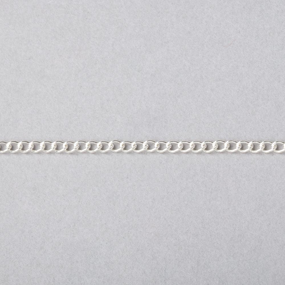 3 Feet - 2mm Silver plated Curb Link Chain