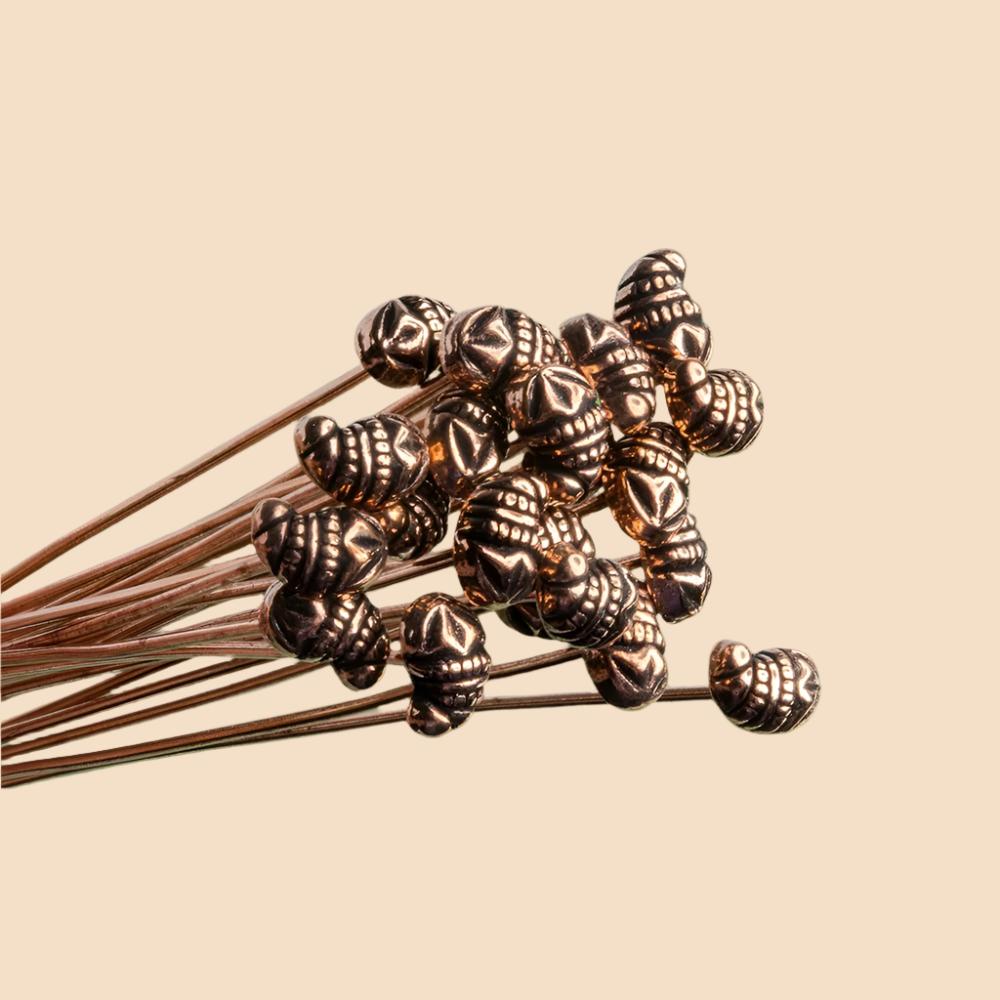 3 inch Copper Flower Headpin 22 gauge 22 pieces per bag