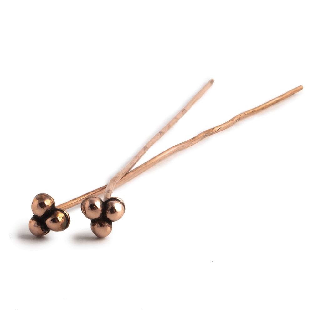 3" length Copper 3 Ball Design Headpin, 22 Guage 22 Pieces