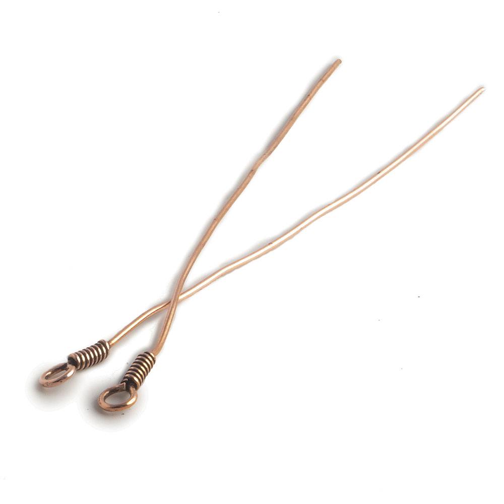 3" length Copper Eyepin Wrapped Wire 22 Guage 22 pcs per bag