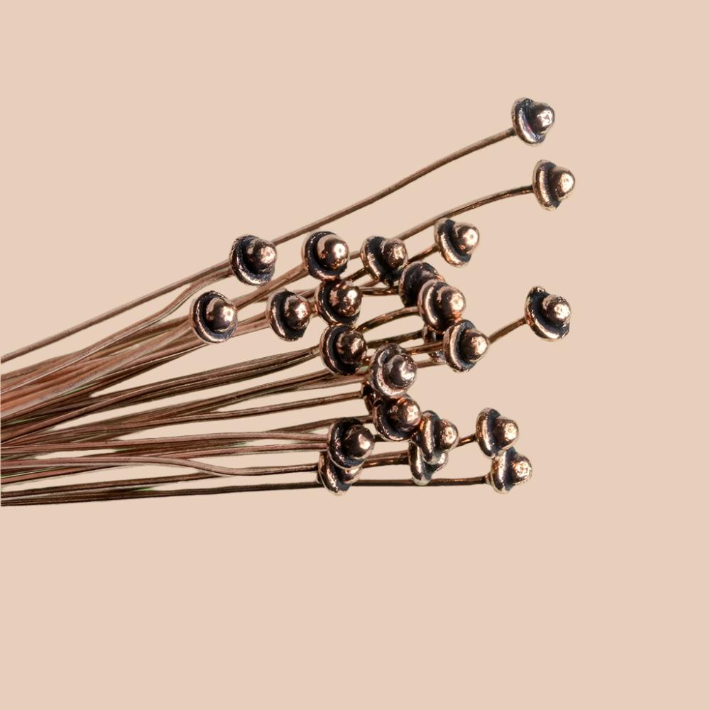 3" length Copper Headpin Button 22 gauge Set of 22