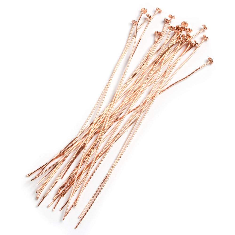 3" length Copper Headpin with flat circular head, 24 Gauge 22 pcs per bag