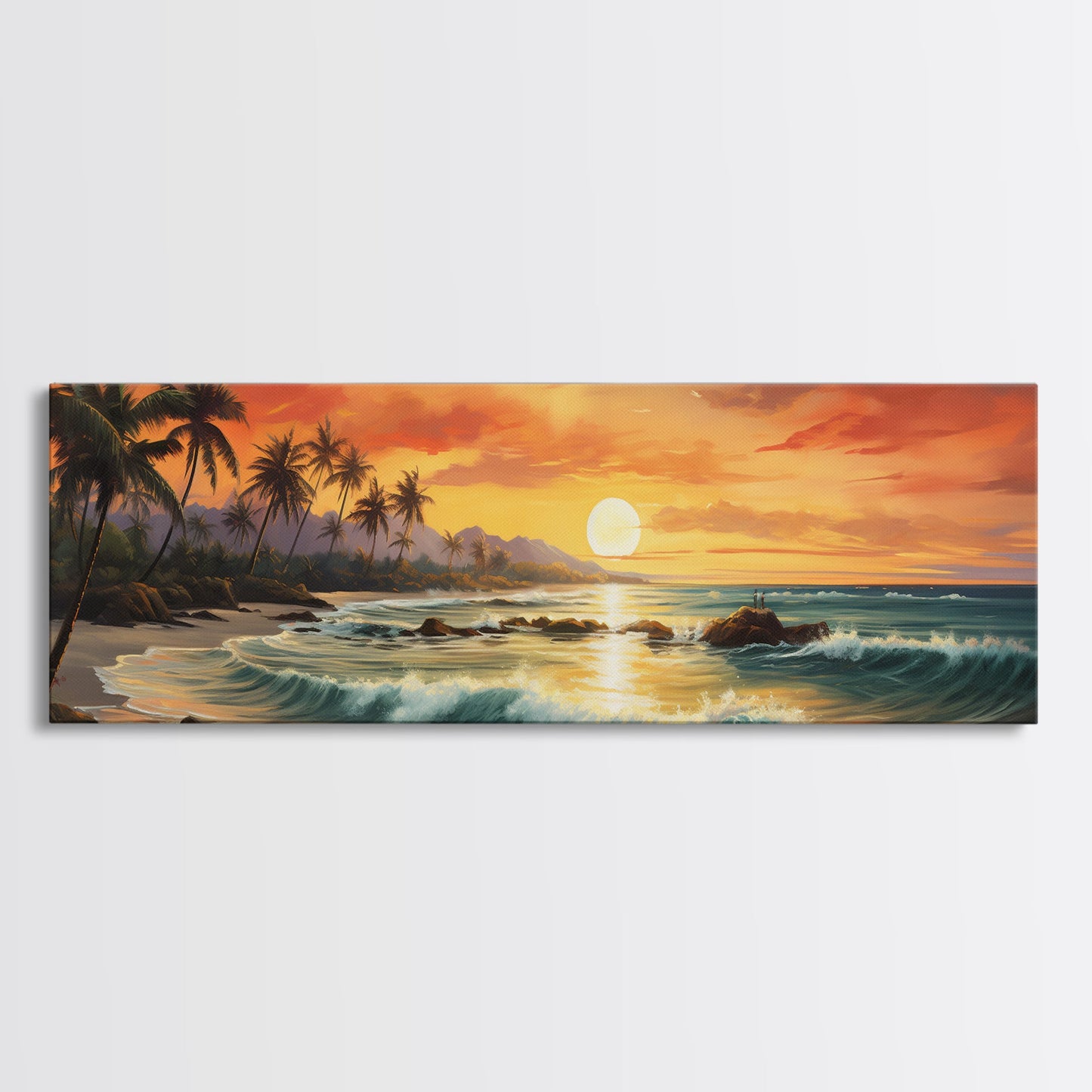 Tropical Ocean Beach canvas prints Sea landscape Nautical photo Coastal Framed Art Sea wave canvas Extra large wall art Ready to hang