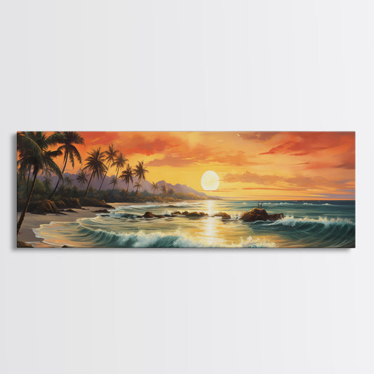 Tropical Ocean Beach canvas prints Sea landscape Nautical photo Coastal Framed Art Sea wave canvas Extra large wall art Ready to hang