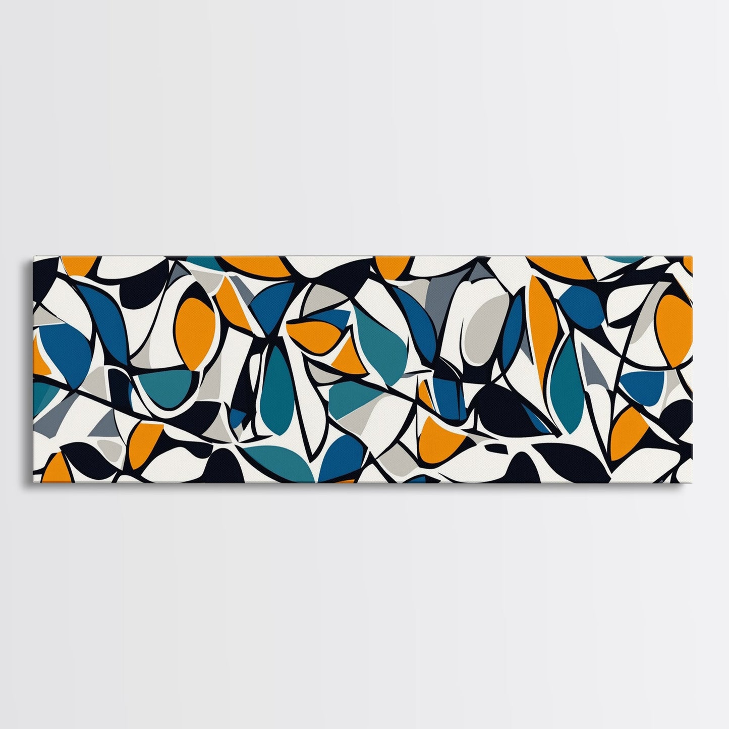 Mid Century Modern Art - Floral Abstract Pattern - Panoramic Canvas Print - Retro Loft Art - Large Wall Art - Geometric Abstract Art