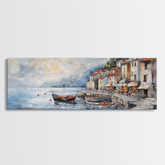 Watercolor Seascape Painting Print, Archival Print, Italian Seaside, Serene and Moody Wall Art, Home Decor, Boho, Rustic Art, Lakehouse Decor
