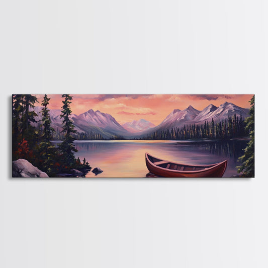 Sunset Over The Mountains, Subdued Landscape Painting, Calm and Serene Landscape Art, Oil Painting Print, Lake House Wall Art