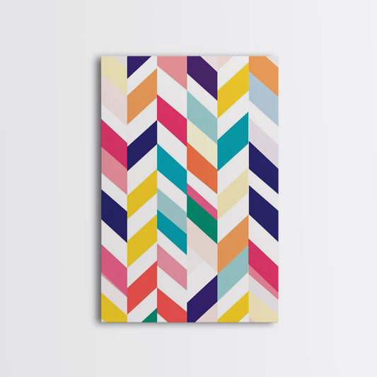 Pastel Chevrons Wall Art, Framed Canvas Print, Wood Framed Wall Art, Framed Wall Art, Gift Idea, Home Decor