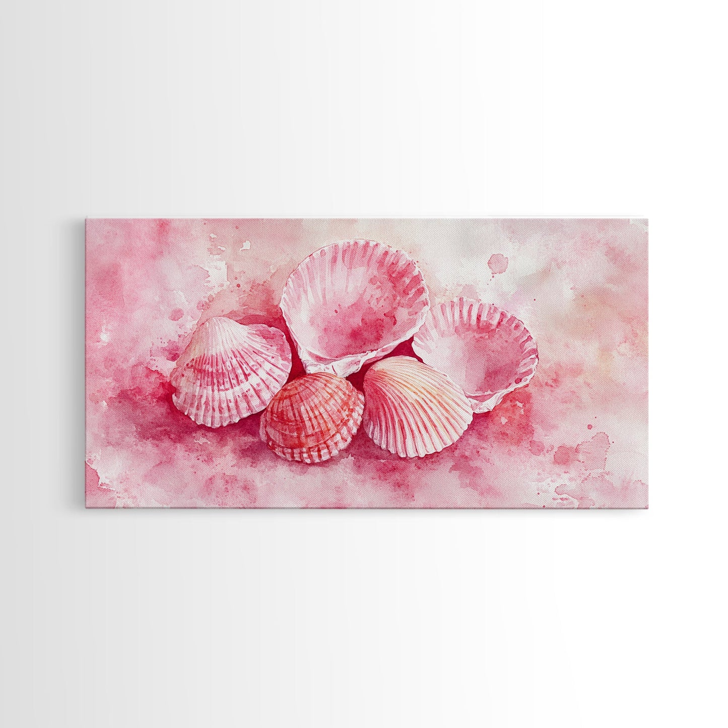 Coastal Shell Canvas Print | Pink Coastal Cowgirl Wall Art | Nautical Inspired Decor | Beach Themed Framed Artwork | Living Room Art