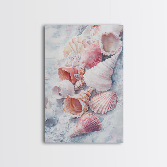 Coastal Shell Art Canvas Print Nautical Decor Beach Cottage Artwork Coastal Cowgirl Wall Art Bedroom Gift Coastal Landscape