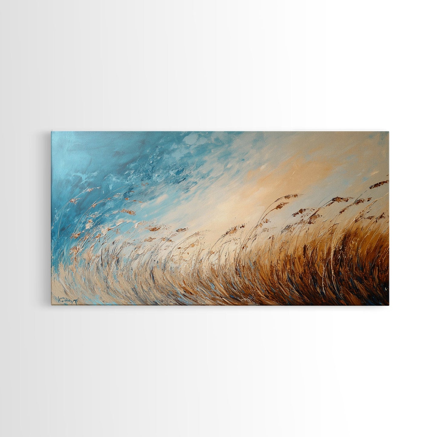 Coastal Wind, Beach Grass Painting, Coastal Cowgirl Wall Art, Nautical Decor, Wabi Sabi Art, Minimalist Art, Canvas Print, Extra Wide Art