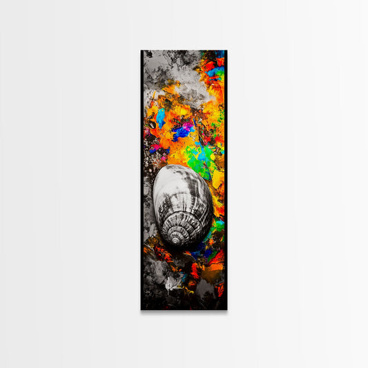 Colorful Shell, Abstract Art, Bold Texture, Canvas Print, Coastal Wall Art, Boho Beach Decor, Eclectic Home Art, Vibrant Nature Painting