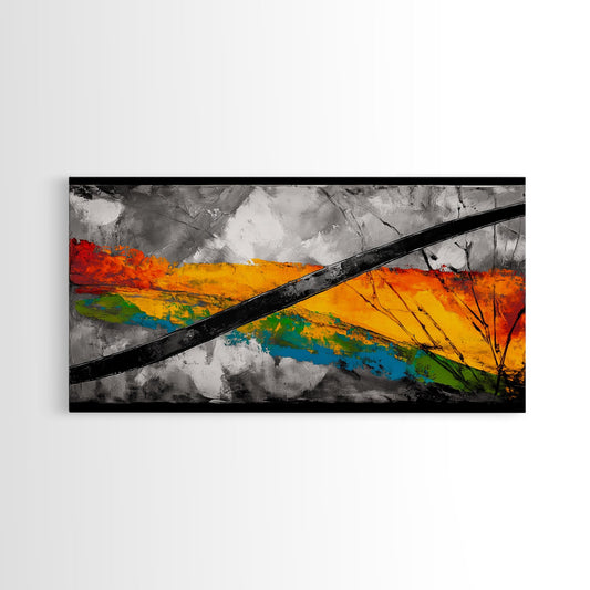 Bold Color Strokes, Abstract Expressionism, Dynamic Energy, Vibrant Painting, Statement Decor, Gallery Wall, Framed Canvas Print