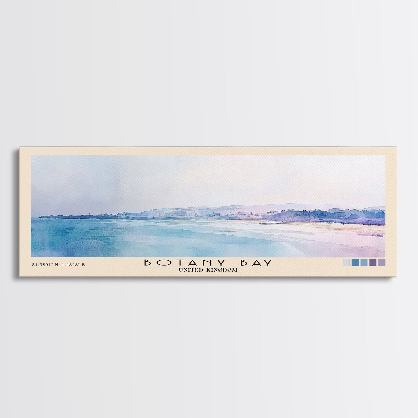 Botany Bay, United Kingdom Watercolor Print, Vacation Gift, United Kingdom Wall Art, Beach Painting, Beach Decor, Large Wall Art, Wood Frame Art