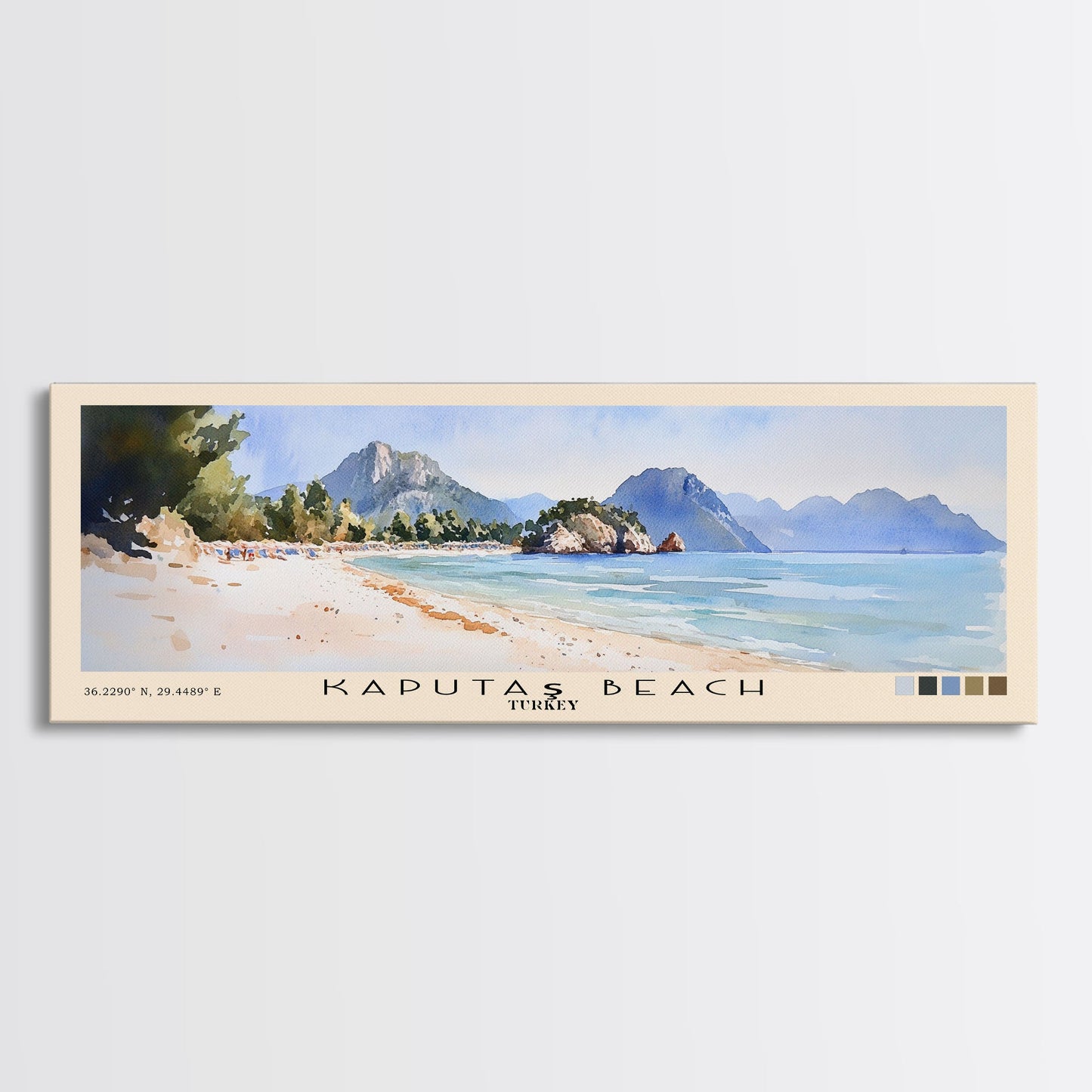 Kaputaş Beach, Turkey Watercolor Beach Print, Vacation Gift, Turkey Wall Art, Beach Painting, Beach Decor, Beach Painting