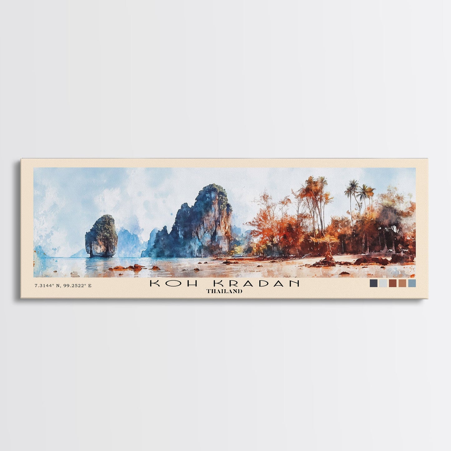 Koh Kradan, Thailand Watercolor Beach Print, Vacation Gift, Thailand Wall Art, Beach Painting, Beach Decor, Beach Painting