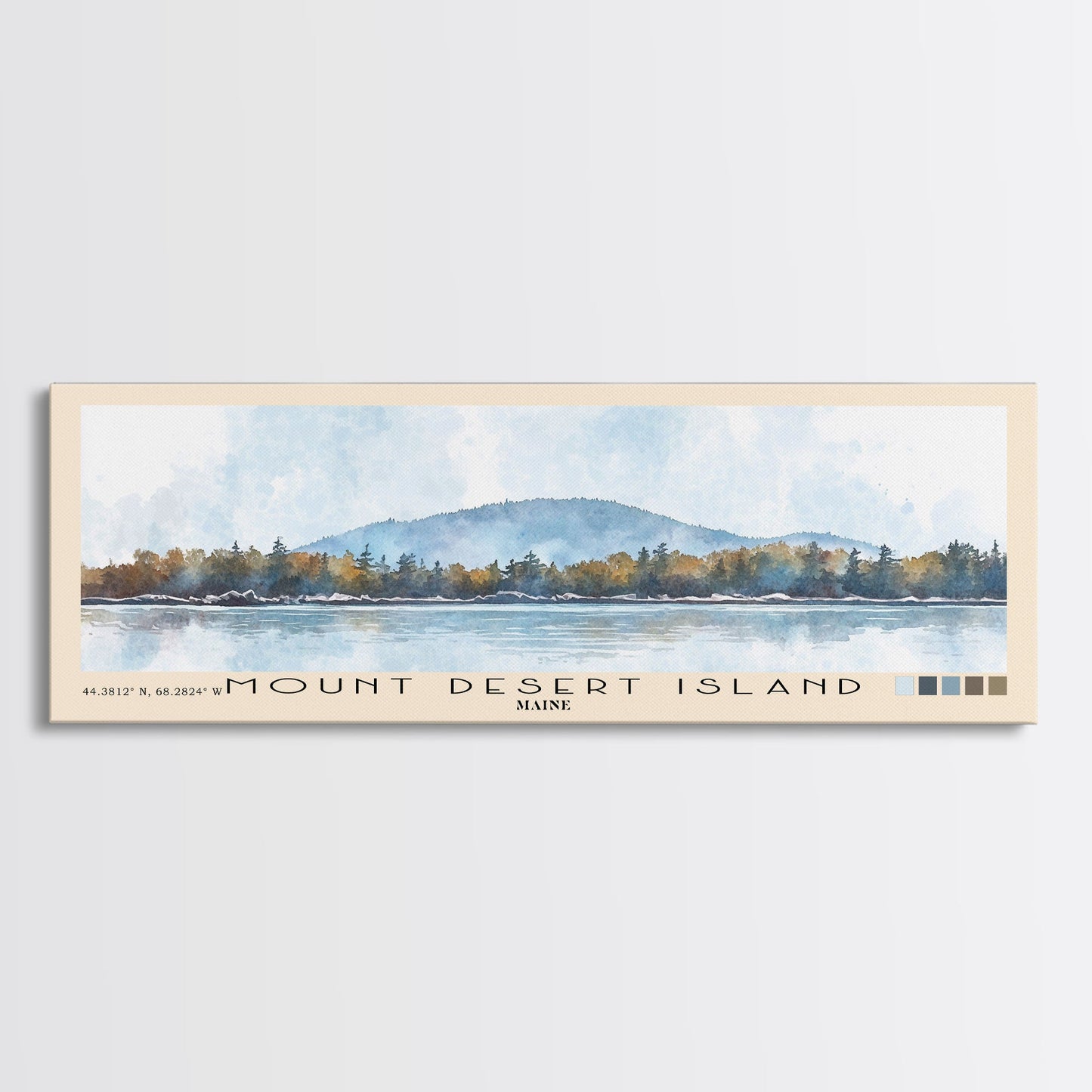 Mount Desert Island, Maine Watercolor Beach Print, Vacation Gift, Maine Wall Art, Framed Canvas Print, Framed Beach Painting