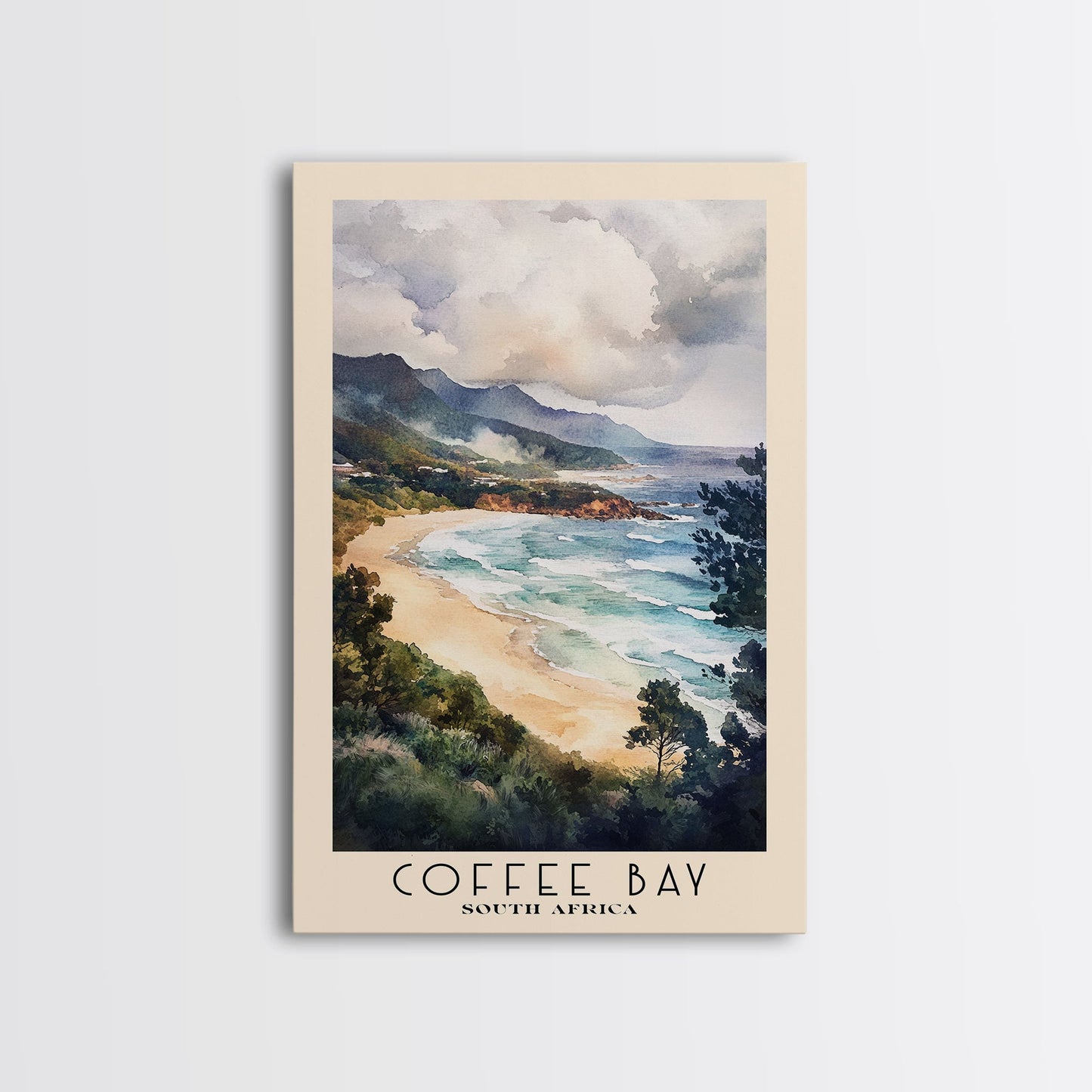 Coffee Bay, South Africa Watercolor Beach Print, Vacation Gift, South Africa Wall Art, Beach Painting, Beach Decor, Beach Painting