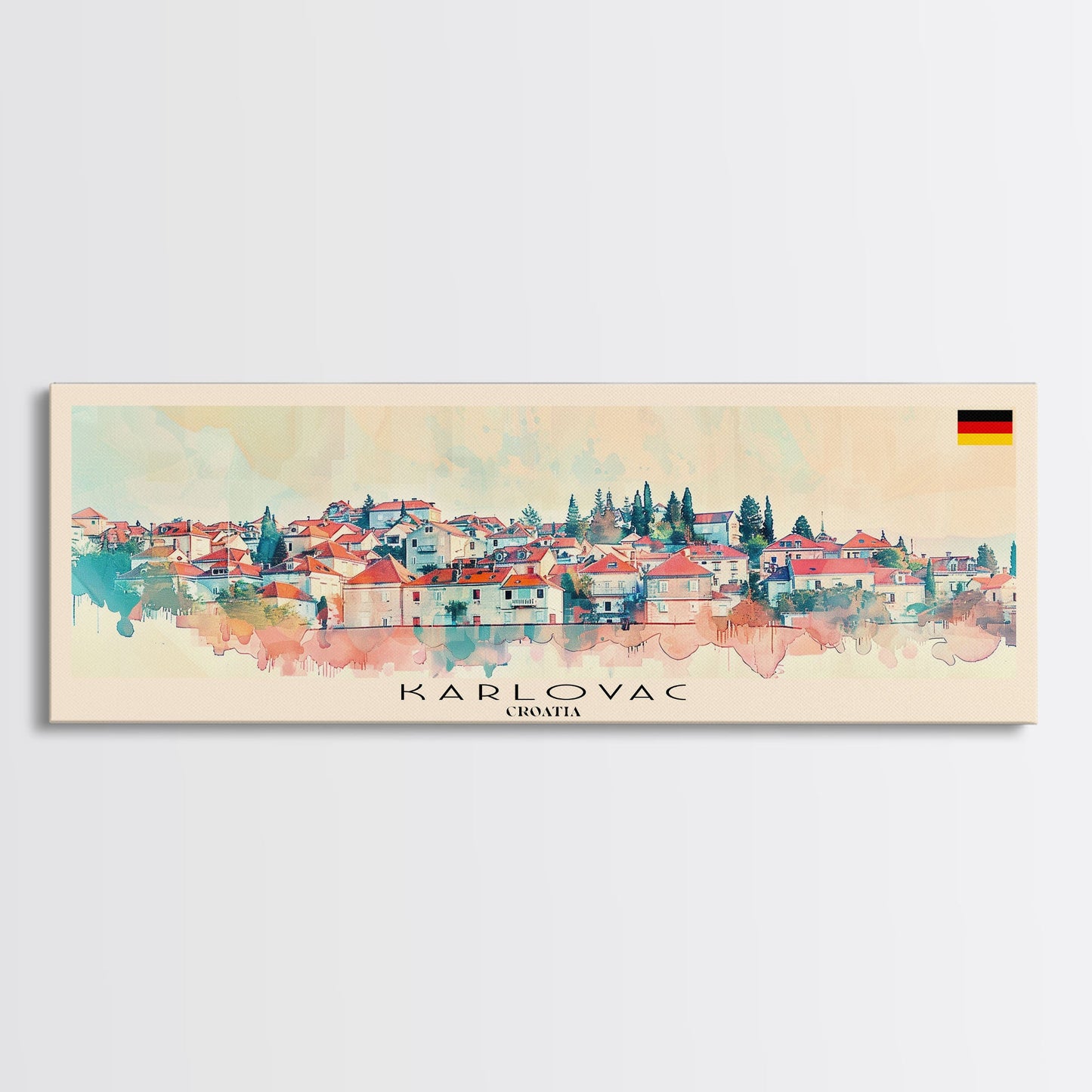 Karlovac Croatia Travel Art, City Art, Framed Canvas Print or Metal Wall Art, Europe Travel Poster, Panoramic Wall Art, Extra Wide Wall Art