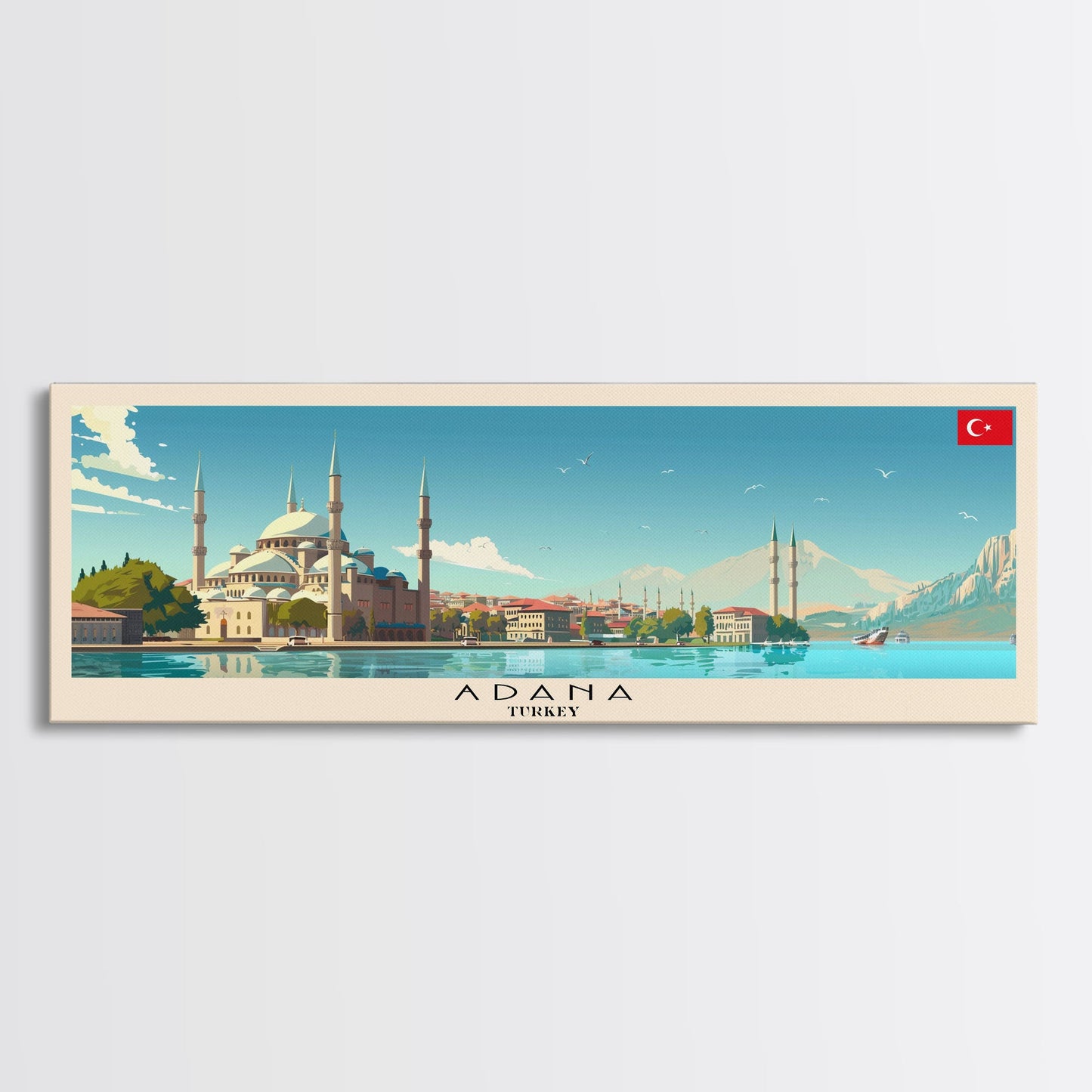 Adana Turkey Travel Art, City Art, Framed Canvas Print or Metal Wall Art, Europe Travel Poster, Panoramic Wall Art, Extra Wide Wall Art