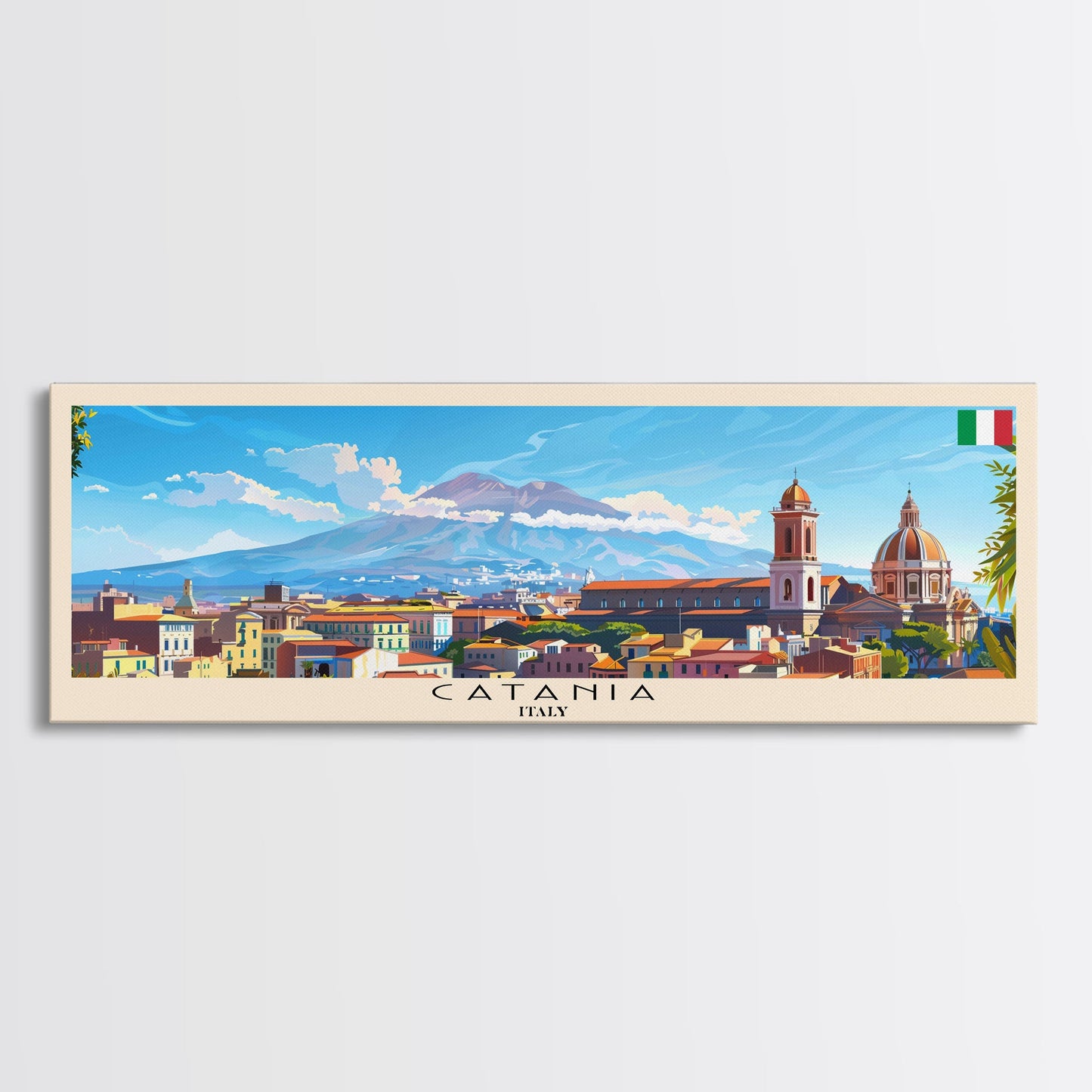 Catania Italy Travel Print Wall Art, Panoramic City Art, Travel Art, Wall Decor, Vacation Gift, Framed Canvas Print Or Metal Art