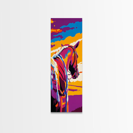 Colorful Sunset Horse Canvas Print, Pink Orange Wall Art, Southwest Wall Art, Horse Wall Art, Rustic Decor, Cottagecore Wall Art, Boho Art