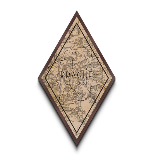 Prague - Czech Republic Diamond Shaped Travel Poster, Custom Diamond Shaped Wall Art, City Map Canvas
