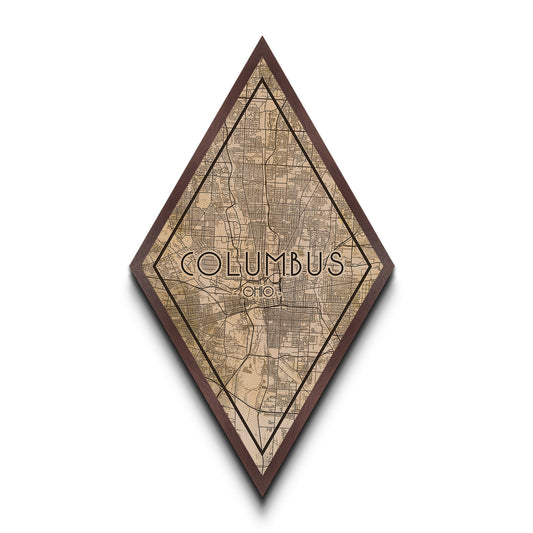 Columbus Diamond Shaped Travel Poster, Custom Diamond Shaped Wall Art, City Map Canvas