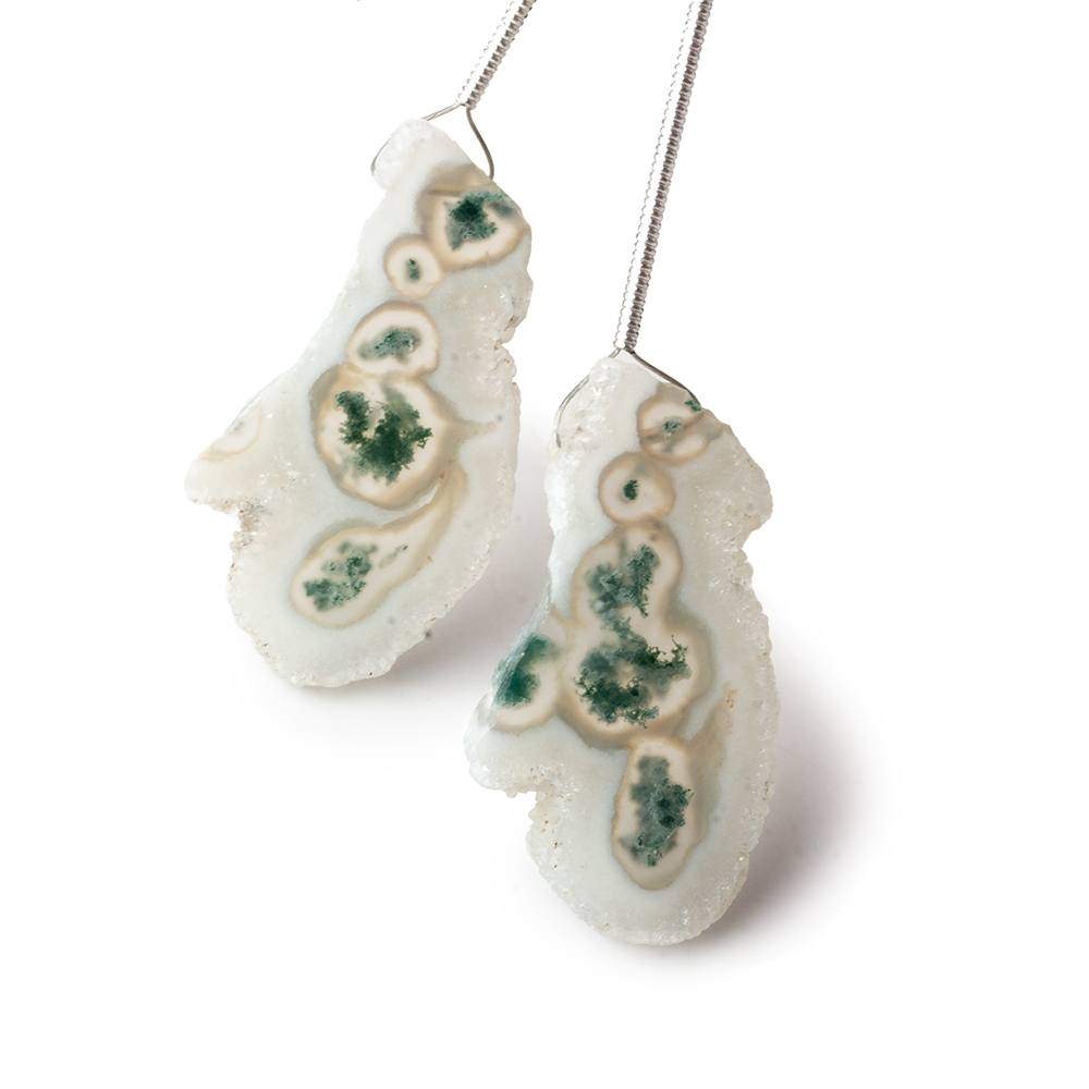 30-33mm Peacock Solar Quartz Plain Slice Beads Set of 2