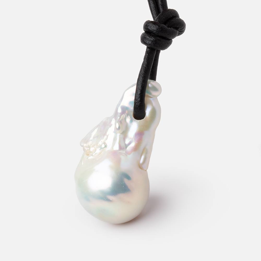 30x14mm Off White Baroque Large Hole Pearl Focal Bead 1 piece AAA