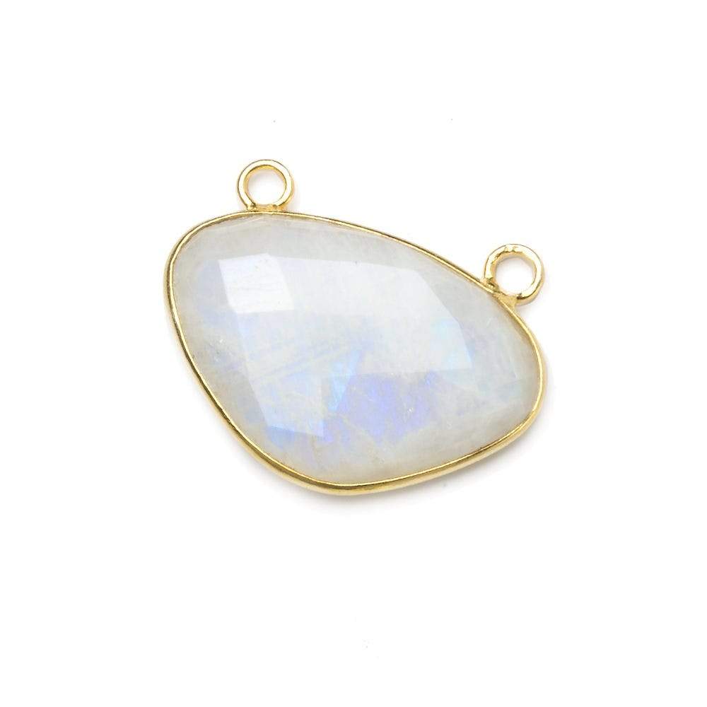 30x20mm Vermeil Bezel Rainbow Moonstone Faceted Half Moon East West Connector 1 piece
