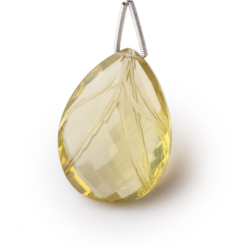 30x22mm Lemon Quartz Hand Carved Pear Focal Bead 1 piece