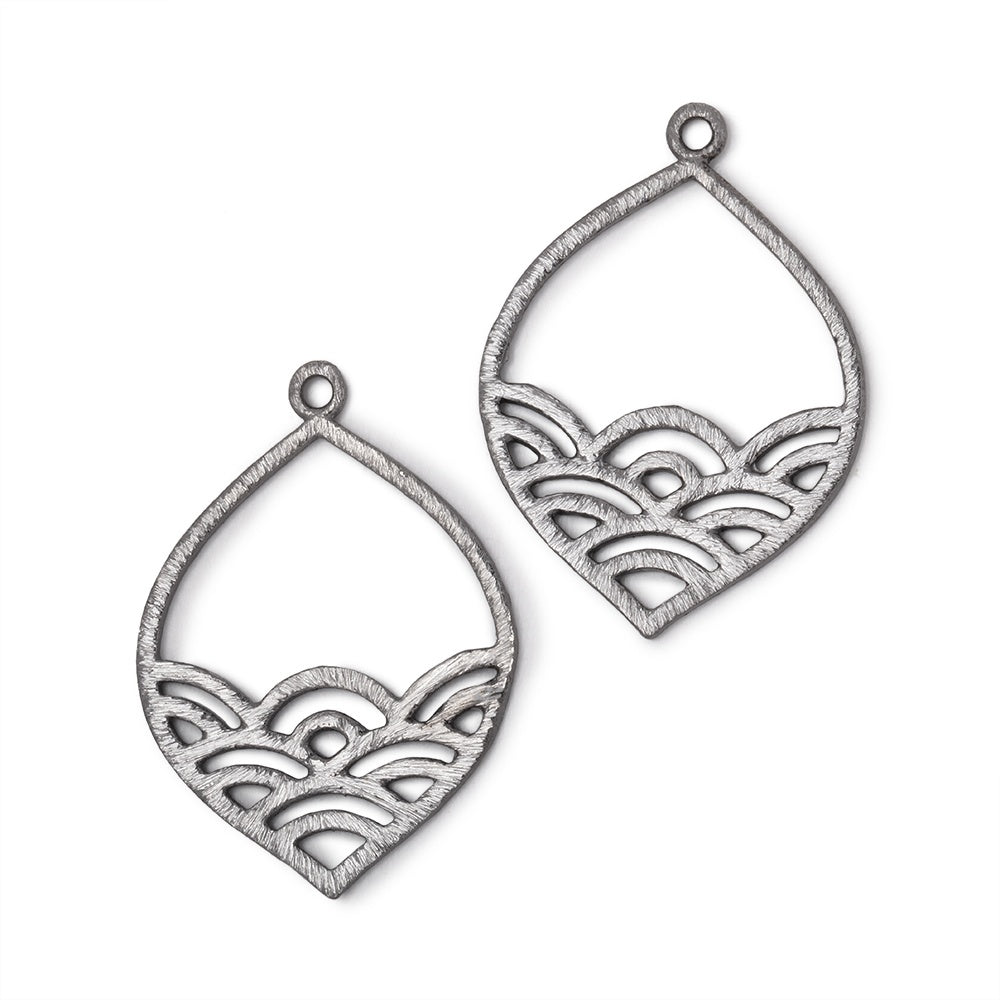 30x24mm Brushed Filigree Marquise Charm Set of 2 pieces