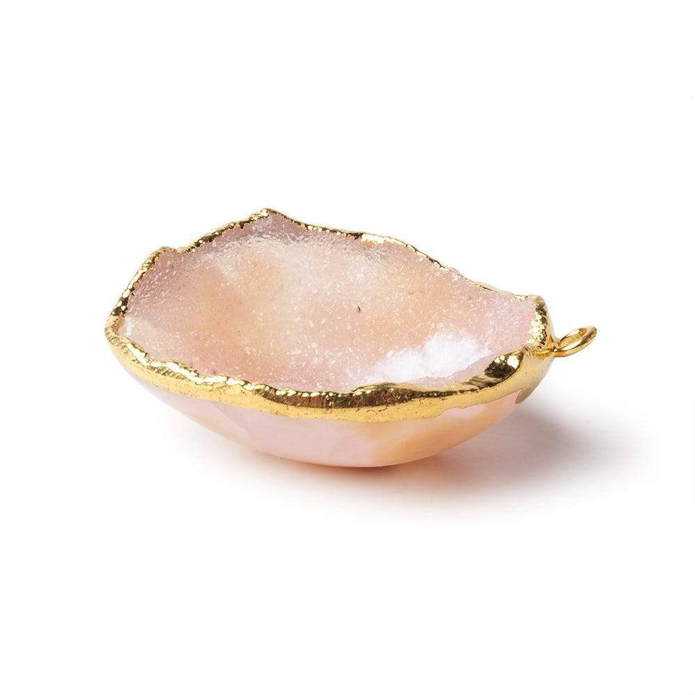 30x27x11mm Gold Leafed Pale Pink Drusy Focal Pendant 1 piece