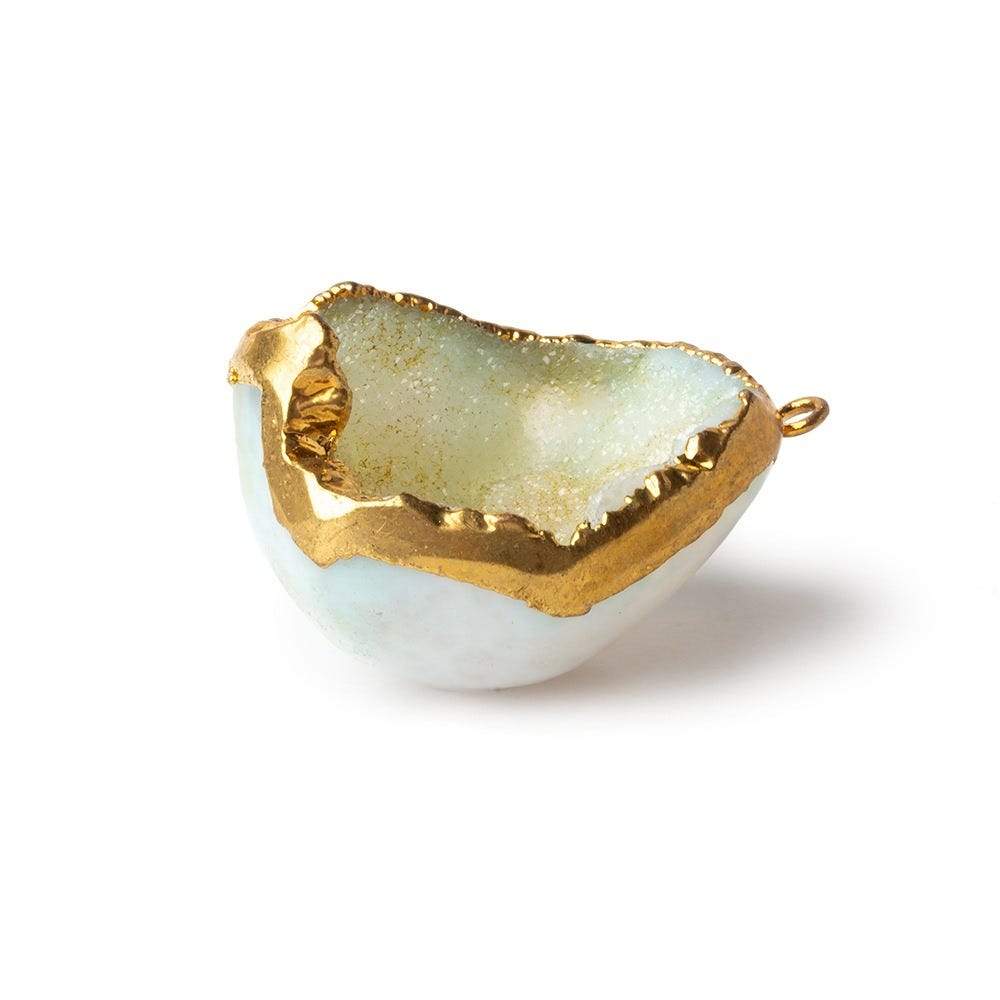 30x27x16mm Gold Leafed Butter Cream Concave Drusy Focal Pendant 1 piece