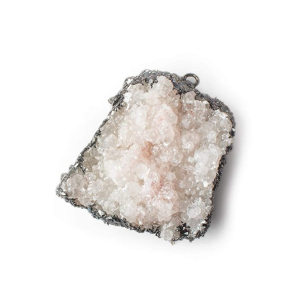 30x28mm Black Gold Leafed Calcite Mineral Crystal Pendant 1 piece