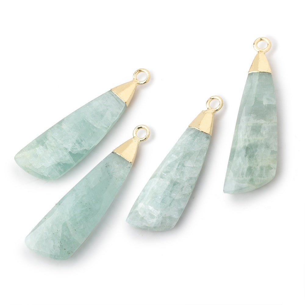 30x9mm Gold Leafed Aquamarine Fancy Shape Pendant 1 piece