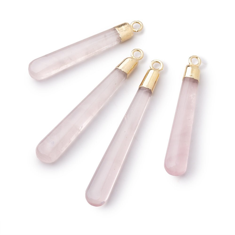 31-41mm Gold Leafed Rose Quartz Pear Pendant 1 focal piece