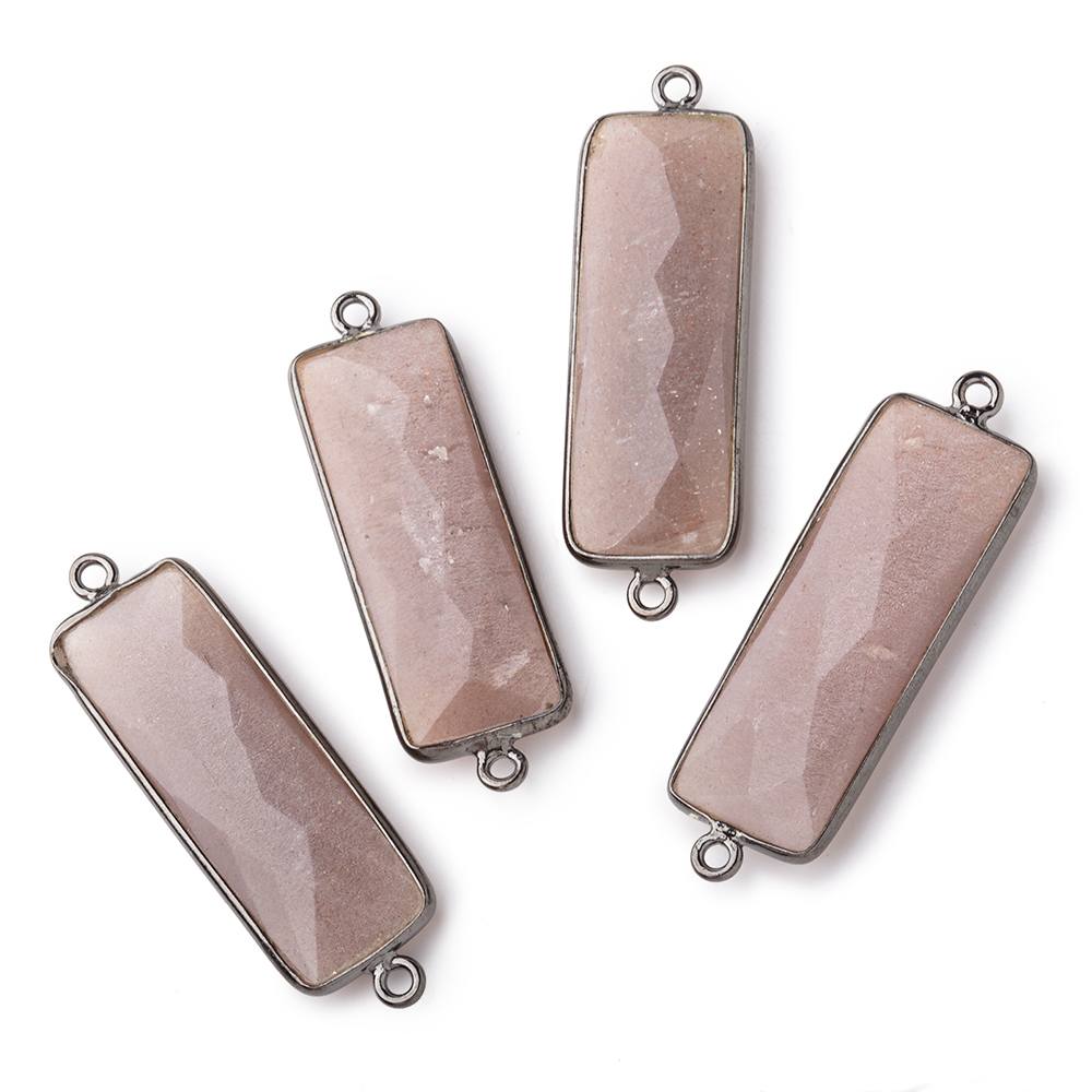 31x11mm Black Gold Bezel Chocolate Moonstone Bar 2 ring Connector North South 1 pc