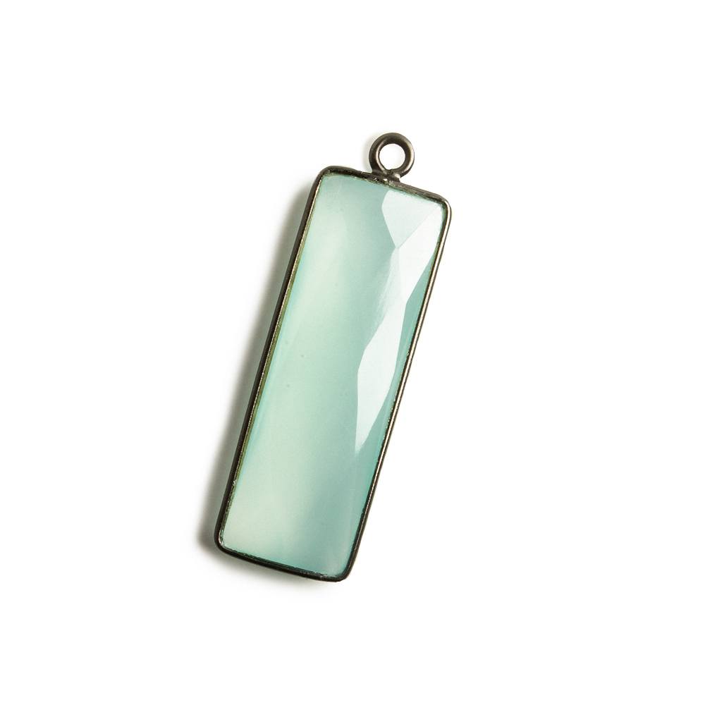 31x11mm Black Gold Bezel Seafoam Chalcedony Bar 1 ring pendant 1 piece