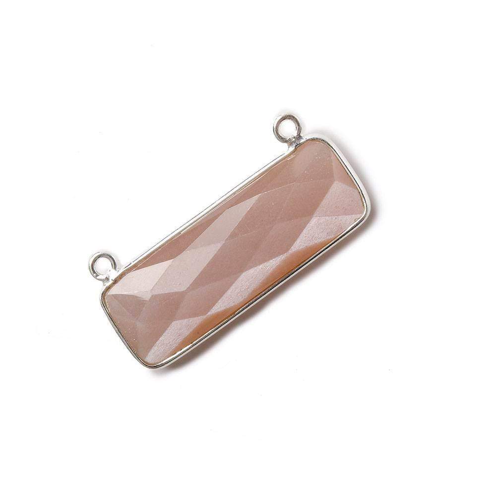 31x11mm Silver Bezel Chocolate Moonstone Bar 2 ring Connector East West 1 pc
