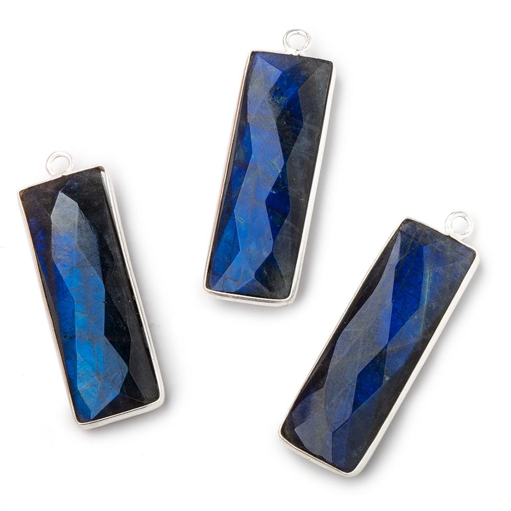 31x11mm Silver Bezel Labradorite Bar 1 ring pendant 1 piece