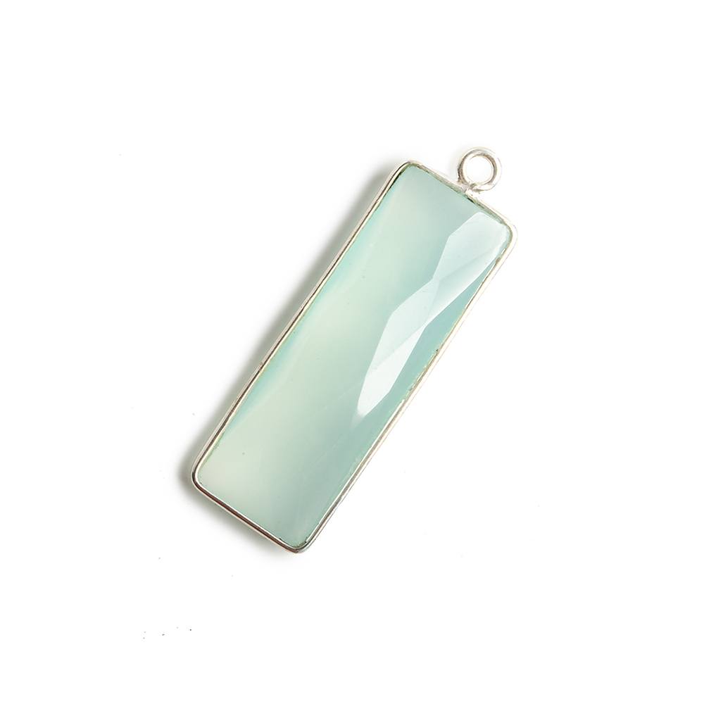 31x11mm Silver Bezel Light Seafoam Chalcedony Bar 1 ring pendant 1 piece