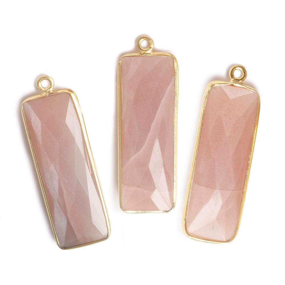 31x11mm Vermeil Bezel Peach Moonstone Bar 1 ring pendant 1 piece