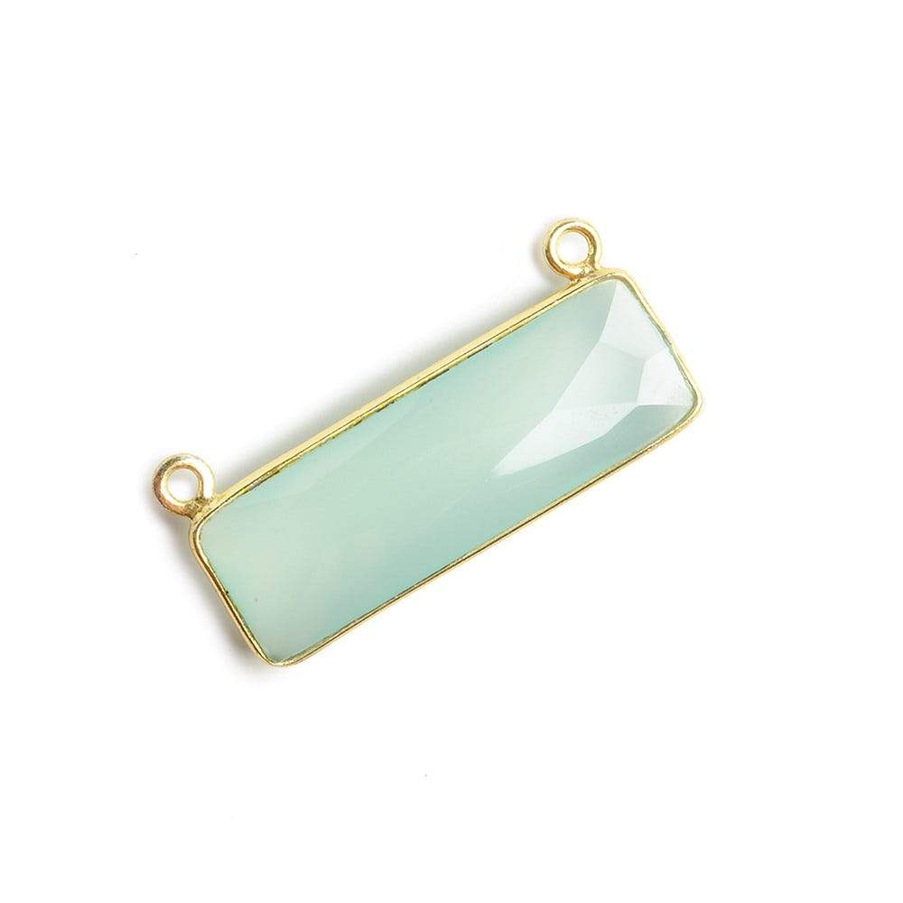 31x11mm Vermeil Bezel Seafoam Chalcedony Bar 2 ring Connector East West 1 pc